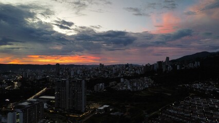 sunset over the city