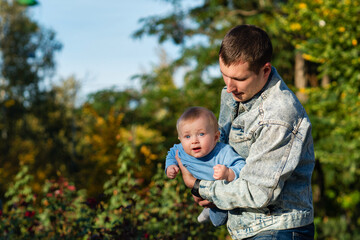 Father with baby boy outdoor