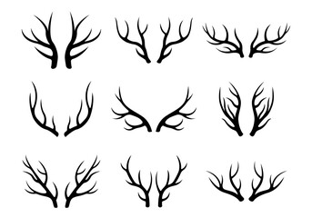 Christmas Deer Antlers Set vector illustration
