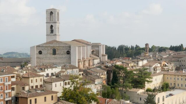 Perugia, Italy, aerial view of the Basilica of Saint Domenico church