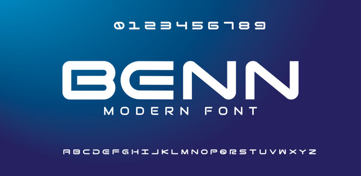 BENN Abstract digital modern alphabet font. Logo creative font, type, technology, movie, digital, music, movie. Font and illustration in vector format.