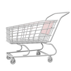 3d Shopping Cart with empty space isolated. concept 3d render illustration