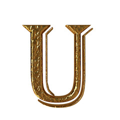 Fluted gold letters. front view. letter u © oleg