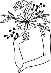 Body women with daisy flower element