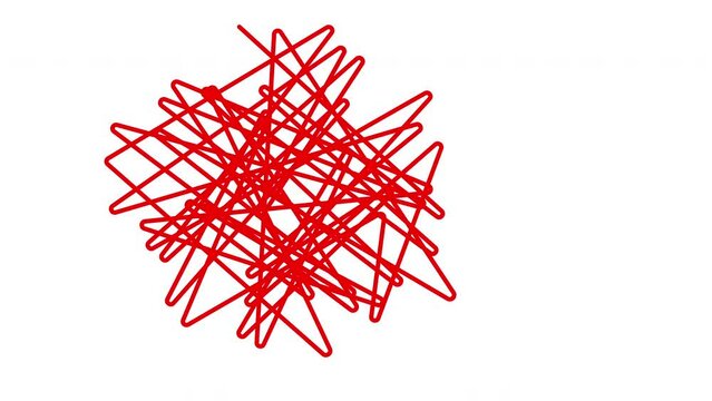 Self drawing scribble, scrawl, scratch animation., luma matte, isolated design element. Red color.