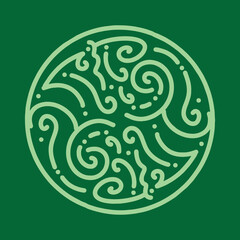 Monoline Ornament Vector Logo, nature Leaf badge, plant tropic creative emblem Design