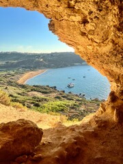 View on beach ir-Ramla l-Ħamra, Gozo, Malta