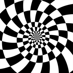 Black and white background of optical illusion of depth in flat style for print and design.Vector illustration.