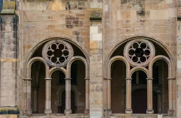 Papier Peint photo Cathedral Cove Close-up view of two traced windows of the Gothic cloister corridor built between 1245 and 1270, connecting the famous Trier Cathedral to the Liebfrauenkirche (Church of Our Lady) in Trier, Germany.