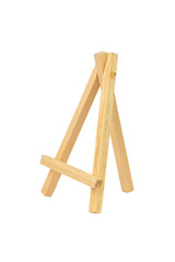 the mini wooden easel isolated on the white background