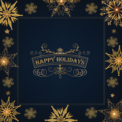 New year and Christmas greetings design. Elegant Christmas card with snowflakes - 544377583