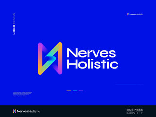 Initial NH or HN Logo Design with Futuristic and Colorful Gradient Style. Suitable for Business and Technology Logo