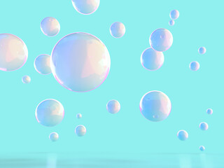 Fototapeta premium 虹色のシャボン玉の3Dイラストレーション
