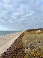 Remote white sand beach and sea