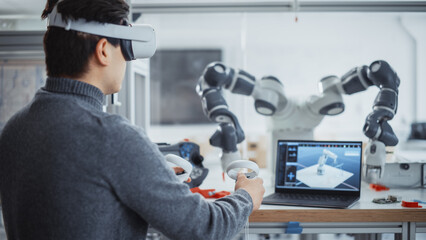 Computer Science Specialist in Virtual Reality Headset Holding Controllers and Moving Bionic Claw....