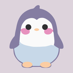 Cute adorable penguin. Cartoon illustration of kawaii animal. Vector graphic design of happy isolated animal. Doodle drawing of wildlife. Ideal for cards. Zoo animal. Love clip art. Adorable character