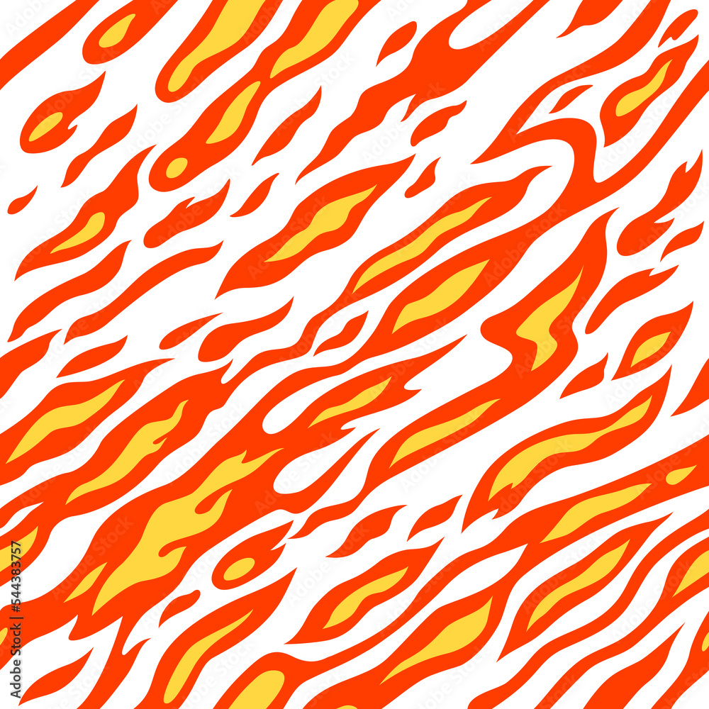 Aufkleber red and yellow flame seamless pattern. vector cartoon fire texture. abstract background with smoke a