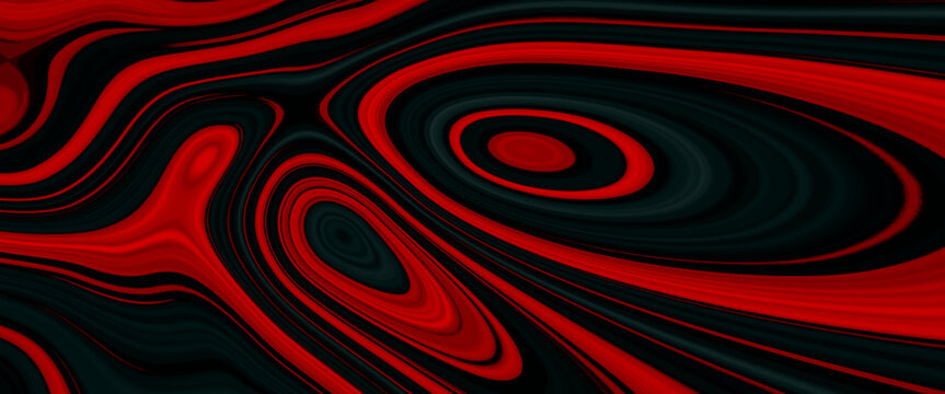 Liquify Swirl Red, Black Color Art Abstract Papercut Style Pattern. Colorful Wave Marble Wall And Floor Decorative Tiles Design Pattern Texture. Colorful Background With Colorful Circles Pattern.