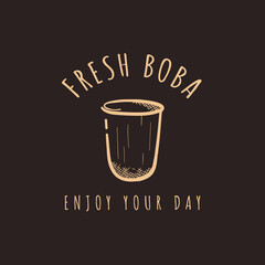 line art of sealed cup design for beverages logo design