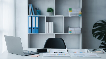 startup company desk, blank computer screen, empty office, office room in marketing worker's office, desk with office equipment for work, window desk. Office desk placement ideas.