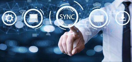 Fototapeta na wymiar Concept of Sync. Internet. Technology