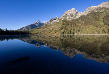 Fototapeta premium Scenic Autumn Reflection at String Lake Grand Teton National Park Wyoming 