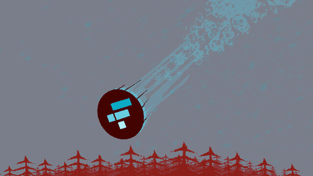 Illustration of the crypto asset FTX Token (FTT) coin falls through the sky. FTT token falls. Crypto crash of ftx, sbf, cz. 