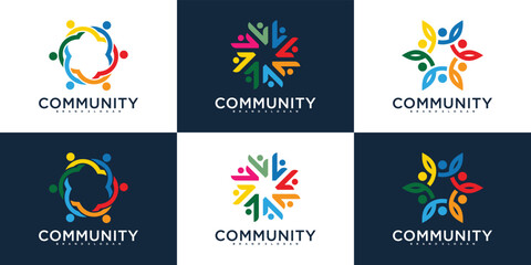 Set of colorful community human logo design collection © MUCHAMAD