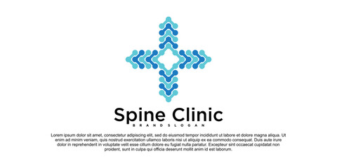 Spine clinic logo with health care medical clinic design concept