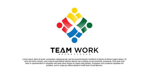 Modern colorful team work logo design template