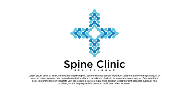 Spine clinic logo with health care medical clinic design concept