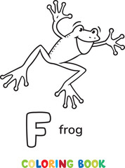 Frog. Animals ABC coloring book for kids
