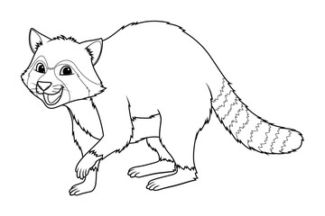 Raccoon Cartoon Animal Illustration BW