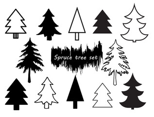 Vector set of different coniferous trees. - 544391384