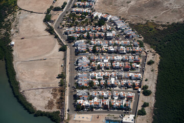 la paz baja california sur mexico aerial panorama from airplane - obrazy, fototapety, plakaty