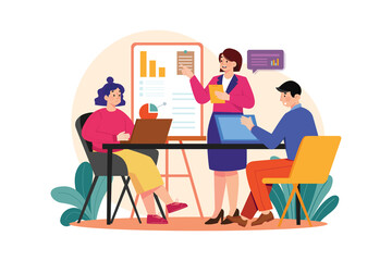 Business Training Illustration concept on white background