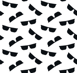 Vector seamless pattern of flat glasses silhouette isolated on white background