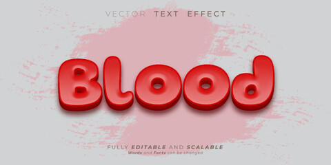 Editable text effect red Blood 3d effect text style concept