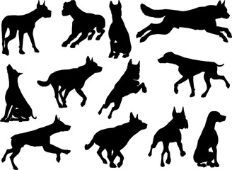 Dog Silhouettes Animal Set