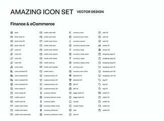 Fototapeta premium 80 Finance and Commerce icon pack symbol template design collection. Set of flat signs and symbols for web and apps.