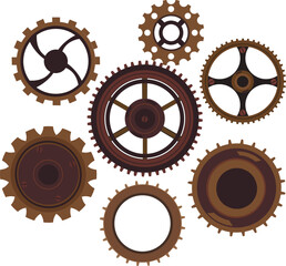 Steampunk cogs and gears, vintage wheels	