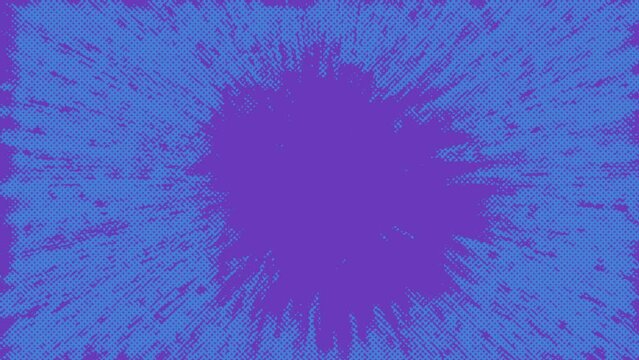 Abstract halftone burst motion graphic background.