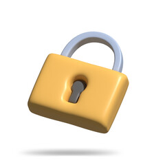 Padlock, lock. Security, safety, encryption, protection, privacy concept. 3d rendering illustration icon. Cartoon minimal style.