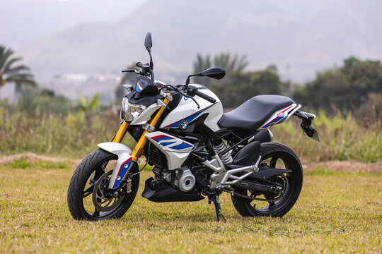Lima, Peru; November 2021: Beatigul motorbike made by German brand BMW G 310 R