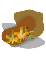 Asthetic Beautiful  orange greenish oil paint flower with abstract background 