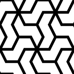 Mosaic. Zigzag figures. Repeated puzzle shapes background. Logic game motif. Tiles wallpaper. Parquet backdrop. Digital paper ornament, page fills, web design, textile print. Seamless artwork pattern.