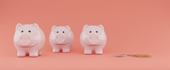 piggy banks on red background