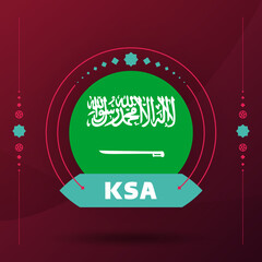 saudi arabia flag for 2022 world Qatar football cup tournament. isolated National team flag with geometric elements for 2022 soccer or football Vector illustration