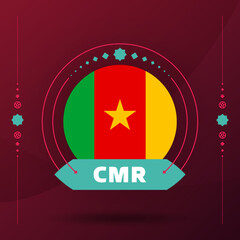 cameroon flag for 2022 world Qatar football cup tournament. isolated National team flag with geometric elements for 2022 soccer or football Vector illustration