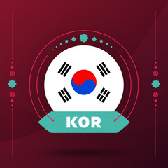 korea republic flag for 2022 world Qatar football cup tournament. isolated National team flag with geometric elements for 2022 soccer or football Vector illustration